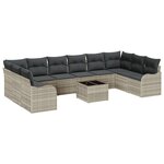 Ensemble de Canapé de Jardin 11 Pièces avec Coussins Gris Poly Rattan