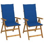 vidaXL Chaises inclinables de jardin 2 Pièces avec coussins Bois d'acacia