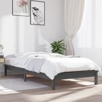 vidaXL Cadre de lit Gris 75x190 cm Bois pin massif Petit simple