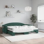 vidaXL Lit de jour avec gigogne et matelas vert foncé 90x200cm velours