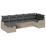 vidaXL Ensemble de Canapés de Jardin de 7 Pièces avec Coussins Gris Clair en Rotin Synthétique