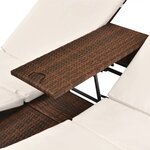 vidaXL Chaise longue double avec rideaux Résine tressée Marron