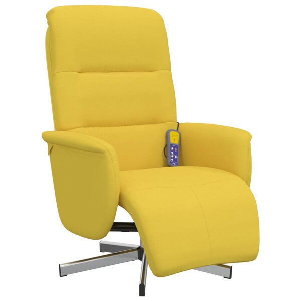 vidaXL Fauteuil inclinable de massage repose-pieds jaune clair tissu