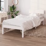 vidaXL Cadre de lit Blanc Bois massif 75x190 cm Petit simple