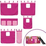 vidaXL Lit superposé avec toboggan et rideaux rose 90x200 cm