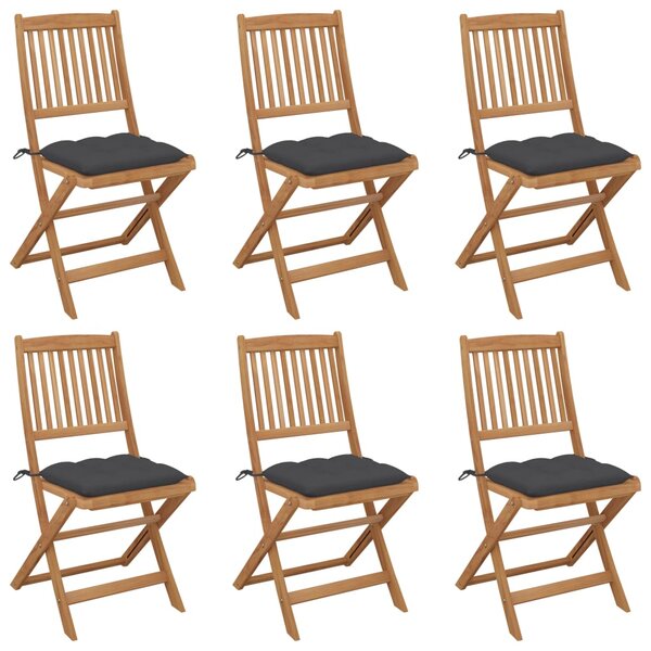 vidaXL Chaises pliables de jardin 6 Pièces avec coussins Bois d'acacia