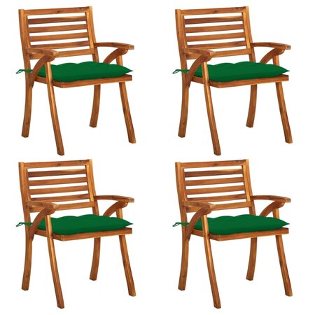 vidaXL Chaises de jardin avec coussins 4 Pièces Bois de teck solide