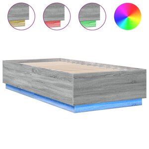 vidaXL Cadre de lit avec lumières LED sonoma gris 90x200 cm