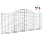 vidaXL Paniers à gabions arqués 17 Pièces 300x30x120/140 cm fer galvanisé