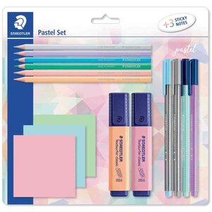 Set d'écriture pastel avec 3 bloc-notes adhésifs STAEDTLER