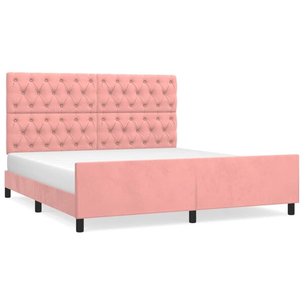 vidaXL Cadre de lit avec tête de lit Rose 160x200 cm Velours