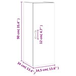 vidaXL Armoire murale sonoma gris 34 5x34x90 cm