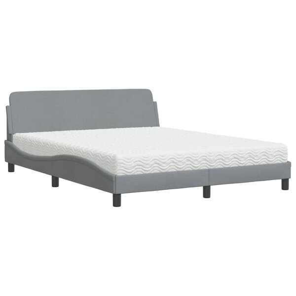 vidaXL Lit avec matelas gris clair 160x200 cm tissu