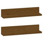 vidaXL Étagères murales 2 Pièces Marron miel 50x11x9cm Bois de pin massif