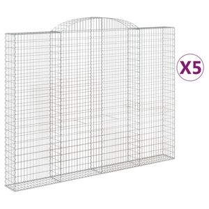 vidaXL Paniers à gabions arqués 5 Pièces 300x30x220/240 cm fer galvanisé