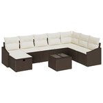 vidaXL Ensemble de Canapé de Jardin 9 Pièces avec Coussins Marron Rattan Synthétique