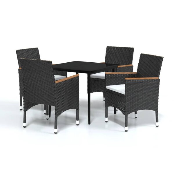 vidaXL Ensemble à manger de jardin avec coussins 5 Pièces Noir