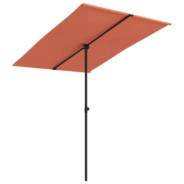 vidaXL Parasol de jardin avec mât en aluminium 2x1 5 m Terre cuite