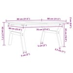 vidaXL Table basse cadre en Y 80x80x45 cm bois de pin massif et acier