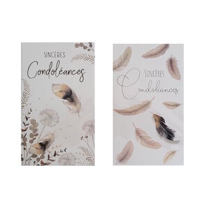 Carte De Voeux - Sincères Condoléances - Plumes Visuel Aléatoire*