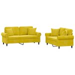 vidaXL Ensemble de canapés 2 Pièces avec coussins jaune velours