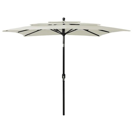 vidaXL Parasol à 3 niveaux avec mât en aluminium Sable 2 5x2 5 m