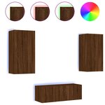 vidaXL Unités murales TV avec LED 4 Pièces chêne marron bois d'ingénierie