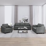vidaXL Ensemble de canapés 3 Pièces avec coussins Gris foncé Tissu