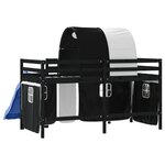 vidaXL Lit mezzanine enfants et tunnel blanc/noir 90x190 cm pin massif