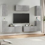 vidaXL Ensemble de meubles TV 7 Pièces Gris béton Bois d'ingénierie