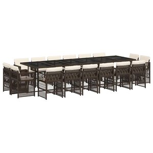 vidaXL Ensemble à manger de jardin et coussins 17 Pièces marron rotin