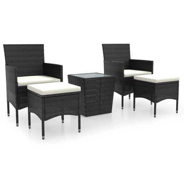 vidaXL Ensemble de bistro de jardin 5 Pièces poly rotin et verre trempé