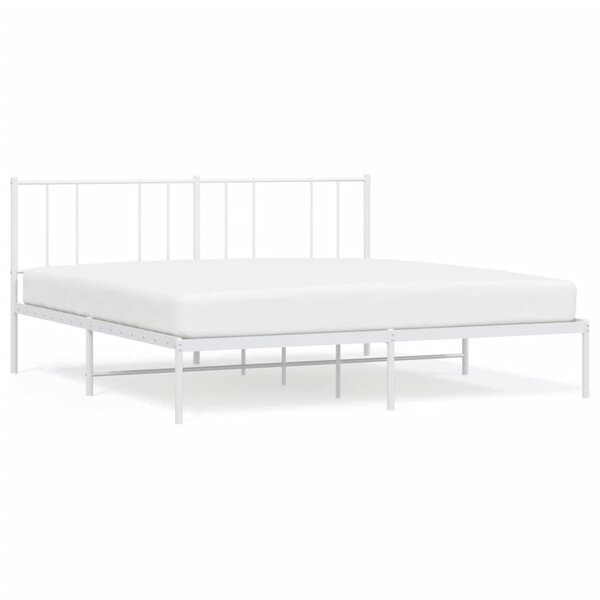 vidaXL Cadre de lit métal avec tête de lit blanc 183x213 cm