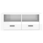 vidaXL Meuble TV Blanc brillant 100x35x40 cm Bois d'ingénierie