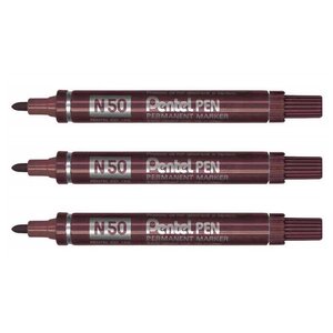 Marqueur permanent N50 pointe ogive 2 mm Marron x 3 PENTEL