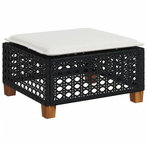 vidaXL Tabouret de jardin et coussin noir 63 5x56x32 cm résine tressée