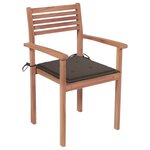 vidaXL Chaises de jardin 4 Pièces avec coussins taupe Bois de teck solide