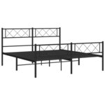 vidaXL Cadre de lit métal avec tête de lit/pied de lit noir 135x190 cm