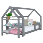 Lit cabane avec étagère 80 x 180 gris