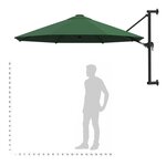 vidaXL Parasol mural avec mât métallique 300 cm Vert