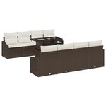vidaXL Ensemble de canapé de jardin 7 pièces avec coussins en poly rotin marron