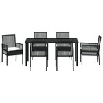 vidaXL Ensemble de Salle à Manger de Jardin de 7 Pièces avec Coussins en Rattan Synthétique Noir