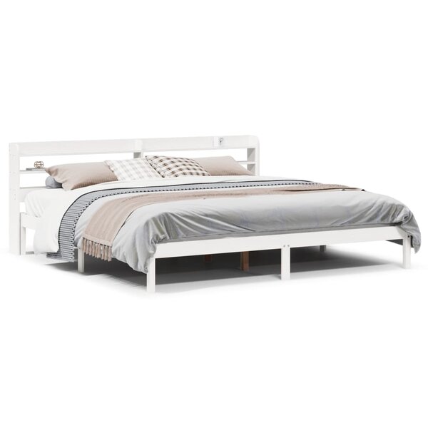 vidaXL Cadre de lit sans matelas blanc 200x200 cm bois massif de pin