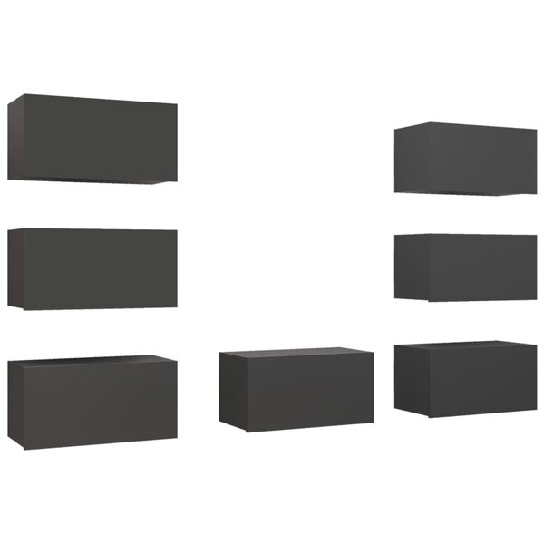 vidaXL Meubles TV 7 Pièces Gris 30 5x30x60 cm Bois d'ingénierie
