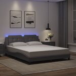 vidaXL Cadre de lit avec LED sans matelas gris 160x200 cm