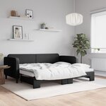 vidaXL Lit de jour avec lit gigogne noir 90x200 cm tissu