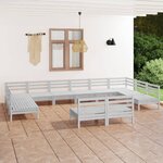 vidaXL Salon de jardin 12 Pièces Blanc Bois de pin massif