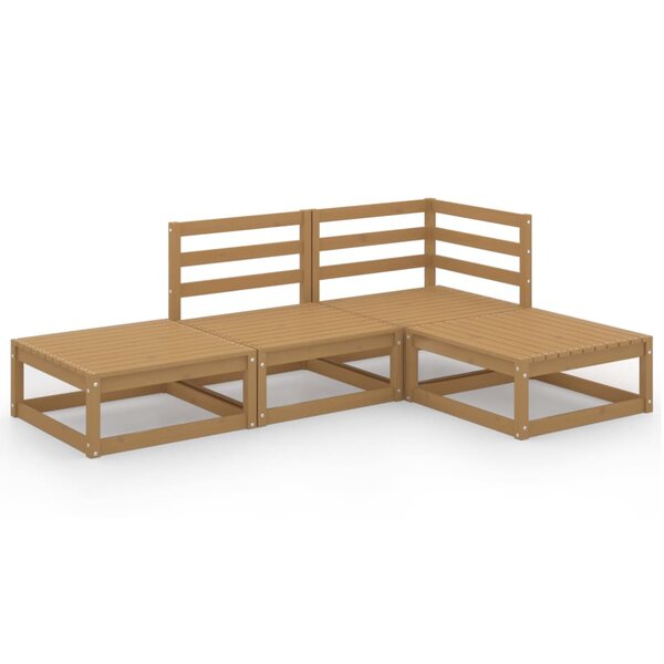 vidaXL Salon de jardin 4 Pièces marron miel bois de pin massif