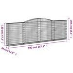 vidaXL Paniers à gabions arqués 10 Pièces 400x30x120/140 cm Fer galvanisé