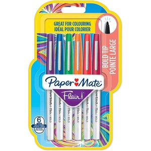 Stylo feutre Flair BOLD blister de 6 Paper Mate